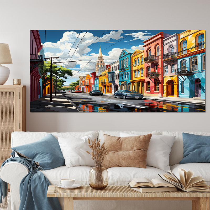 City Charleston Popart II sur toile, Toile tendue, H 28 po x l 60 po x P 1,5 po