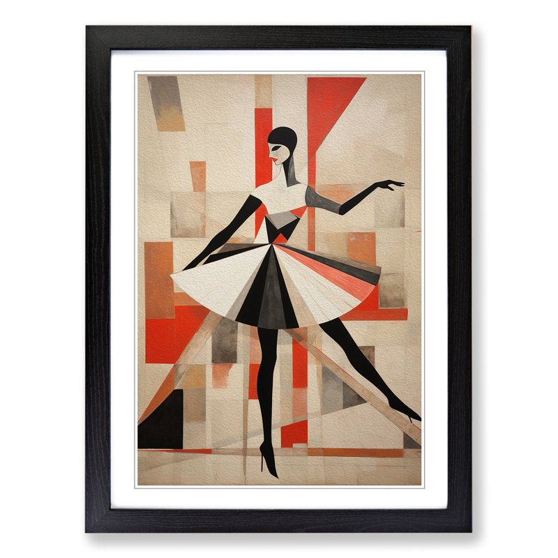 Ballet Dancer Constructivism No.3 - Single Picture Frame Print on Wood, 46cm H x 34cm W x 2cm D, Black