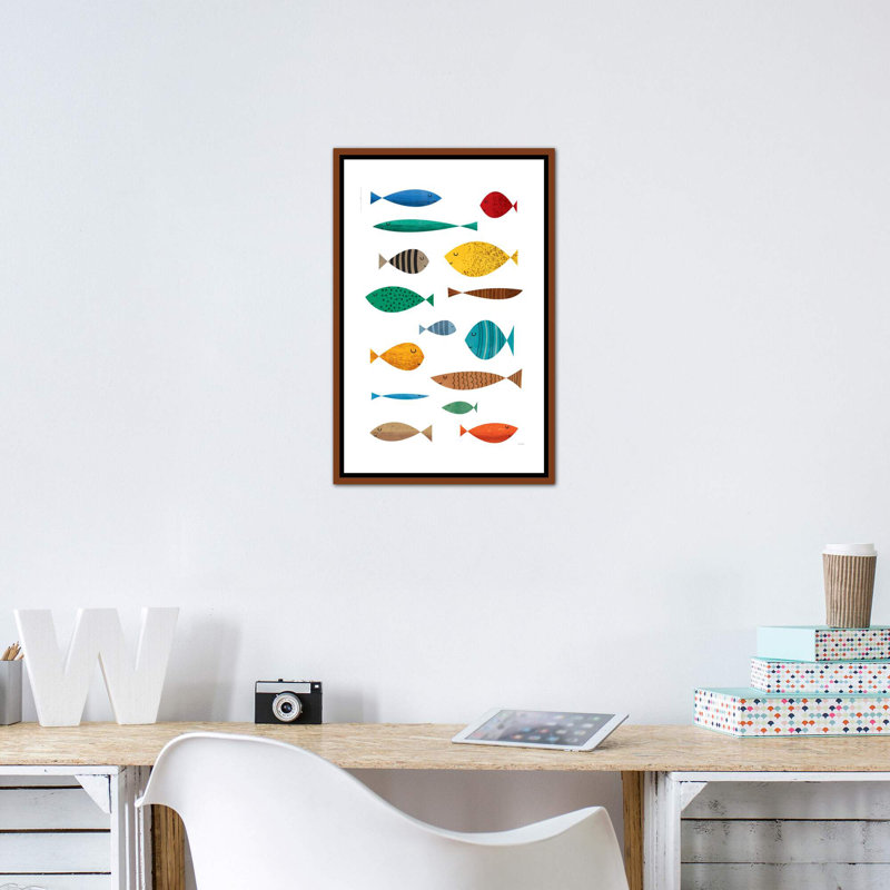 " Fish ", No Mat, 26" H x 18" W x 1.5" D, Brown Framed Canvas