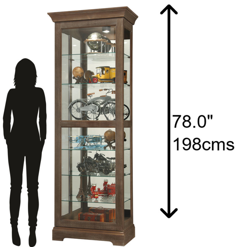Martindale Solid Wood Lighted Curio Cabinet, Brown