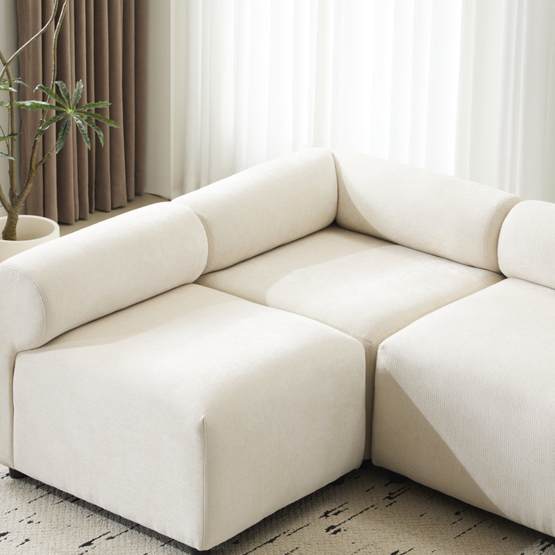Canapé modulaire en L 5 pièces pour salon, confortable et élégant