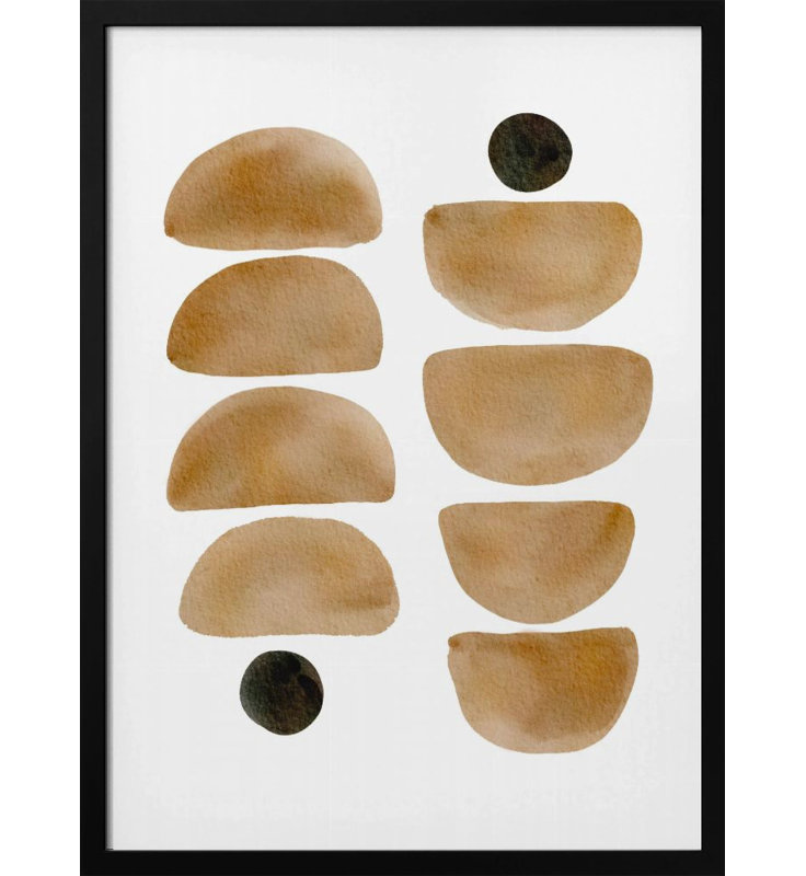 «Geometric Brush», art mural texturé encadré, Noir, noir, noir, noir, H 14 po x l 10 po