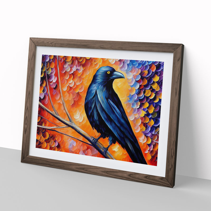 Crow Bird Vol.4 Abstract - Framed Print, 46cm H x 64cm W x 2cm D, Walnut