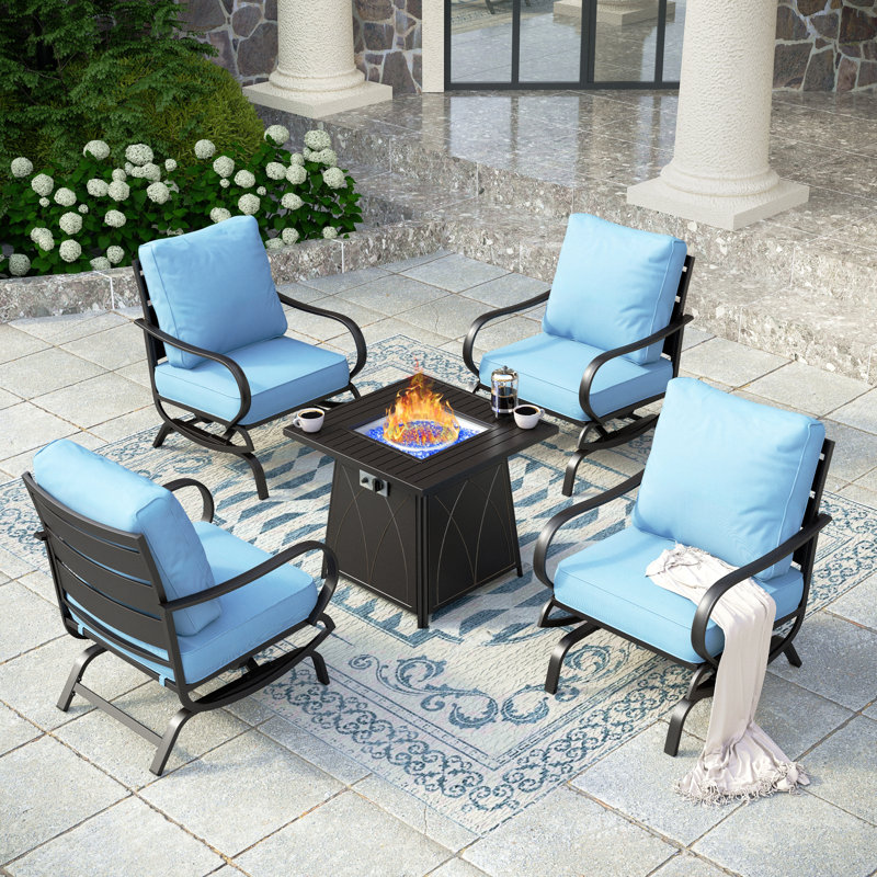 Tapasi Outdoor Patio Conversation Furniture Set, Light Blue, Rocking Chair