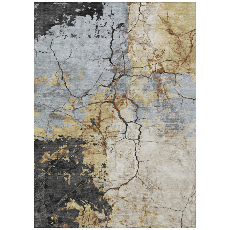 Machine Washable Indoor/Outdoor Chantille ACN2431 Abstract Rug, Gray, 3' x 5'