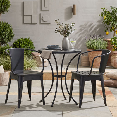 Ensemble bistro 3 pièces avec table et 2 chaises, ensemble de table de salle à manger à lattes résistant aux intempéries