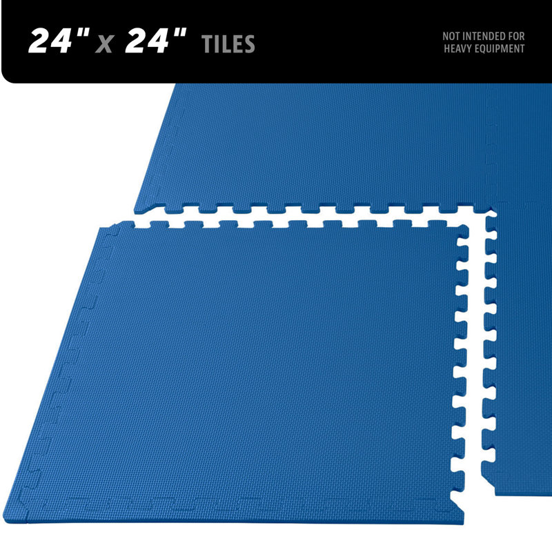 Blue 24" Interlocking EVA Foam Gym Floor Tiles, 3/4" Thick