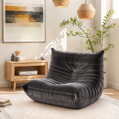 Armless Lazy Sofa Bean Bag Floor Chair - Soft Corduroy Upholstery - Fun Design for Living Room