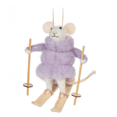 Skiing Mouse In Puffy Parka Ornament