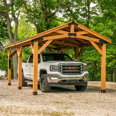 Backyard Discovery Norwood Cedar Wood Outdoor Patio Gazebo/Carport with Powerport 6m x 3.7m (20ft x 12ft)