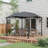 Outsunny 10' X 10' Soft Top Patio Gazebo Outdoor Canopy With Unique Geometric Design Roof, All-Weather Steel Frame