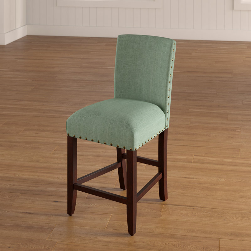 Arlene 24" Counter Stool with Nailheads, Green Seafoam