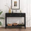 Console avec tiroirs, table d'appoint en bois avec table de rangement étroite et tablette de rangement