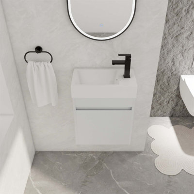 18'' Floating Wall-Mounted Bathroom Vanity With Resin Sink And Soft-Close Cabinet, Eco-Friendly And Durable Design