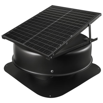 Roof Attic Exhaust Fan, 50W Smart Solar Roof Ventilation Fan with Thermostat, Remote Control, 3000 CFM Airflow Built-in Smoke Sensor with Auto Stop for Cooling and Dehumidification