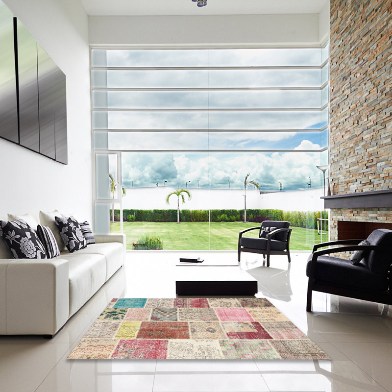Tapis gris/beige/brun contemporain, Carré 5 pi