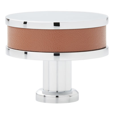 1-1/2" Lazzara Round Cabinet Knob Cognac Leather