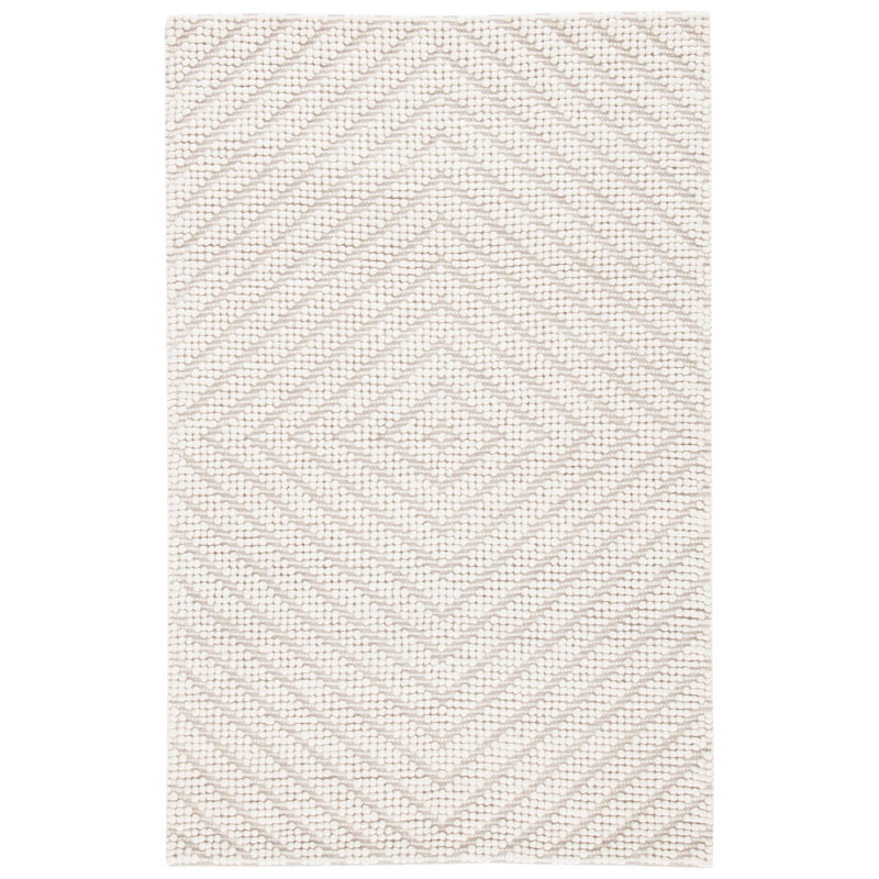 Weaverville Natura Flat Weave Wool/Cotton Geometric Rug in Ivory, Rectangle 8' x 10'