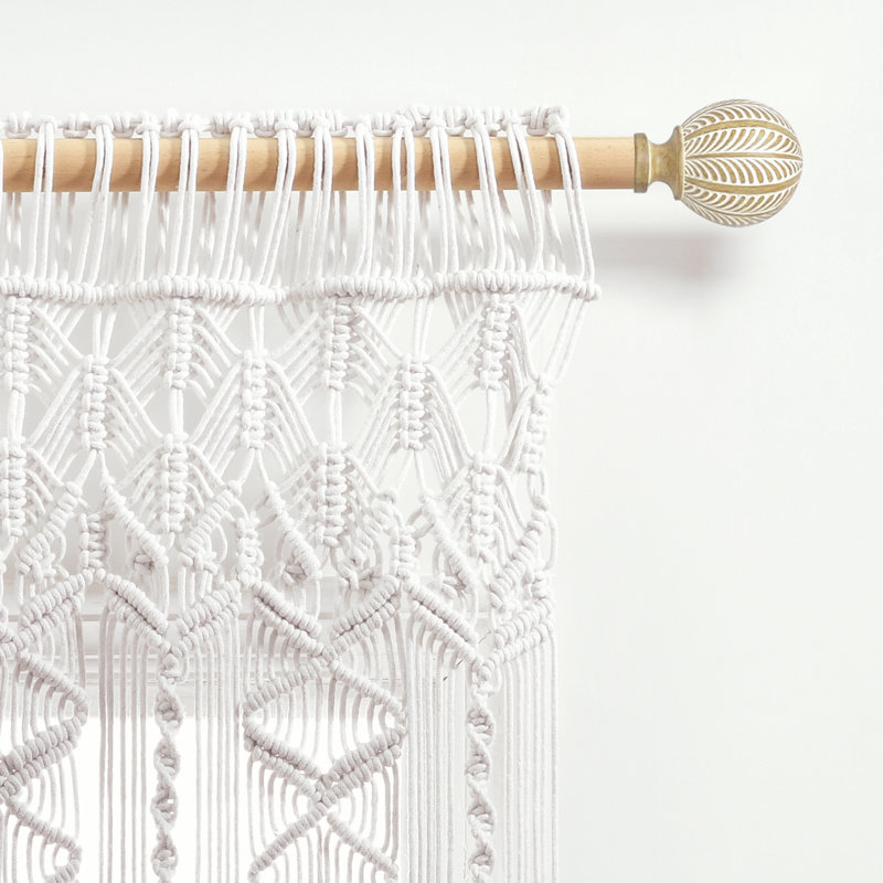 Boho Macrame Neutral Cotton Rod Pocket Window Valance