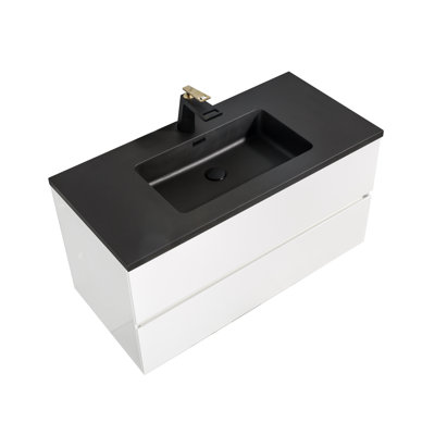 Ensemble de meuble-lavabo mural simple 40 po avec miroir Pembrely Edge