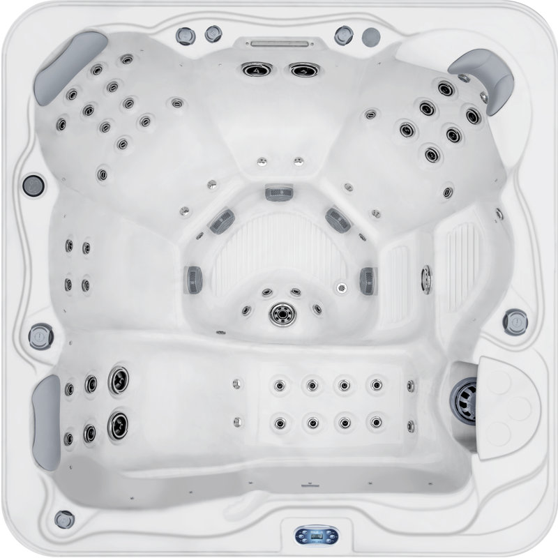 Gloss White and Grey 5-Person Rectangle Electric Hot Tub
