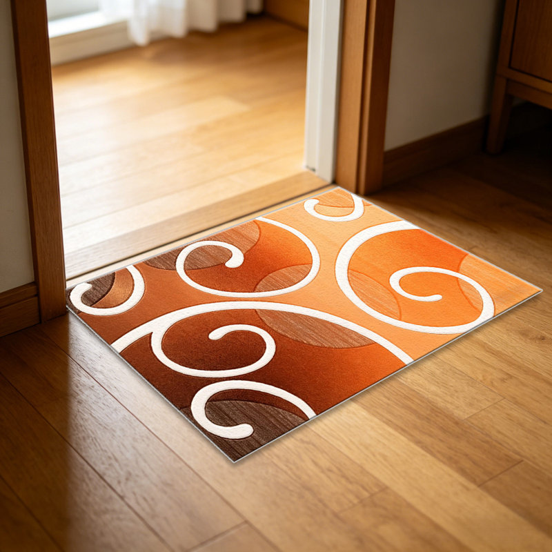 Orange Swirl area rugs for Living Room, Soft and Comfortable, Suitable for all seasons, easy to maintain, machine washable Indoor floor mat, Under Table Farmhouse suitable for Bedroom, Dining Room, Study, Patio, Balcony, Home Decor