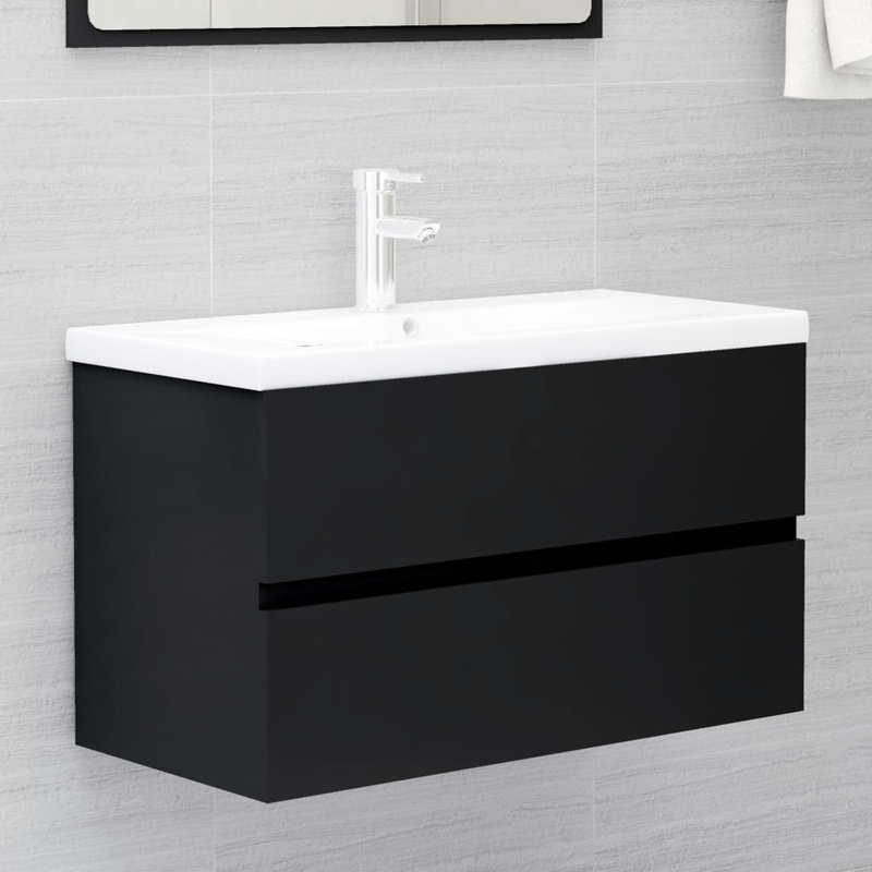 Audreauna 800mm Single Bathroom Vanity with Integrated Ceramic Basin, Black