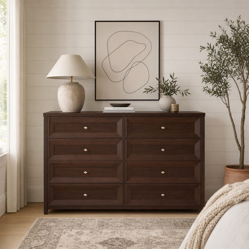 Acero 8 Drawers Dresser, Mahogany Brown