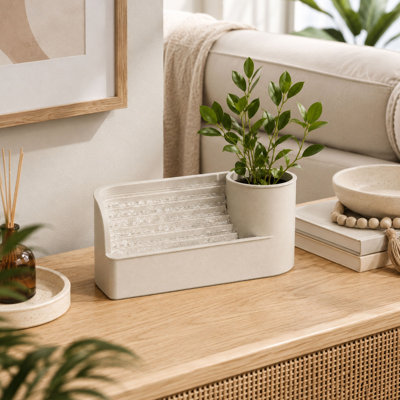Tabletop Stream Water Fountain with USB Power and Planter Storage