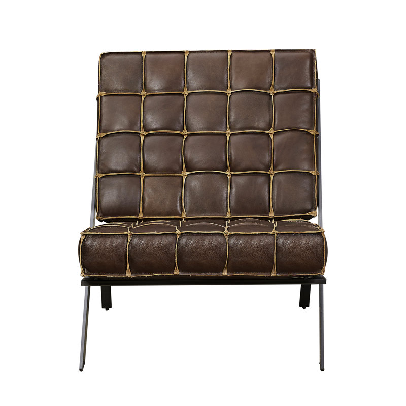Zamire 25.4'' Wide Genuine Leather Lounge Chair, Vintage Brown