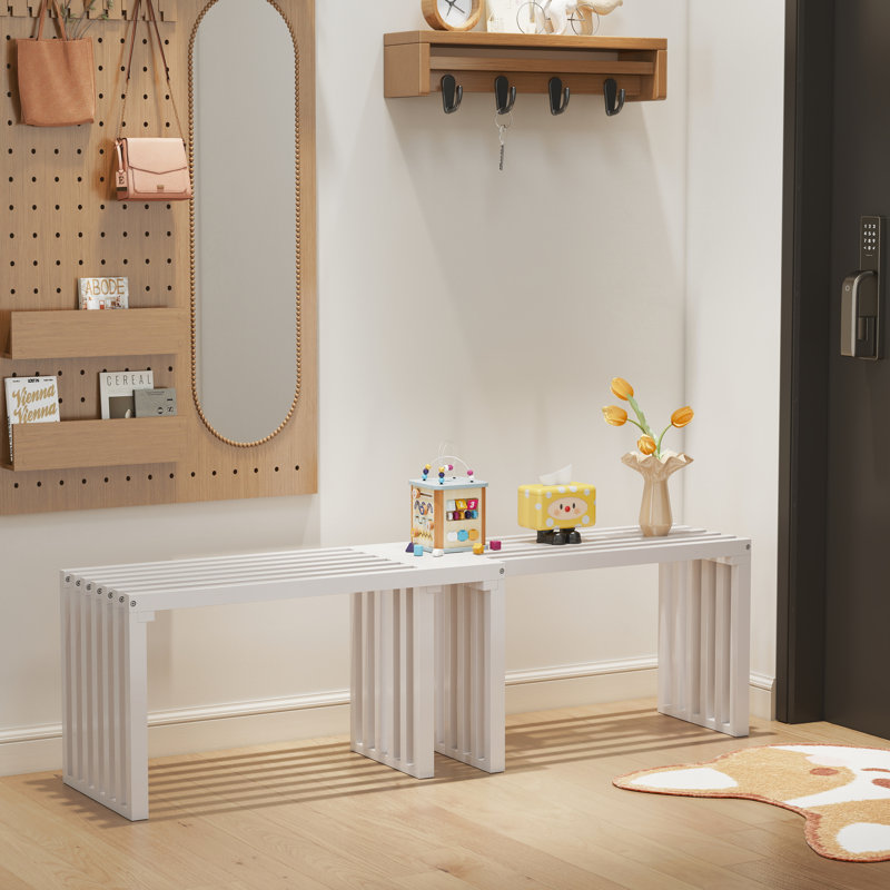 Banc de salle à manger extensible, H 17,7 po x l 63 po x P 13,78 po, Blanc