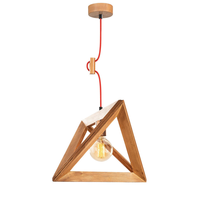 Luminaire suspendu géométrique unique à 1 lumière Hendrick, Noyer / rouge