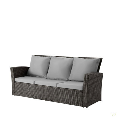 67.7" All-Weather Wicker 3-Seat Patio Sofa With Thick  Cushions &  Frame