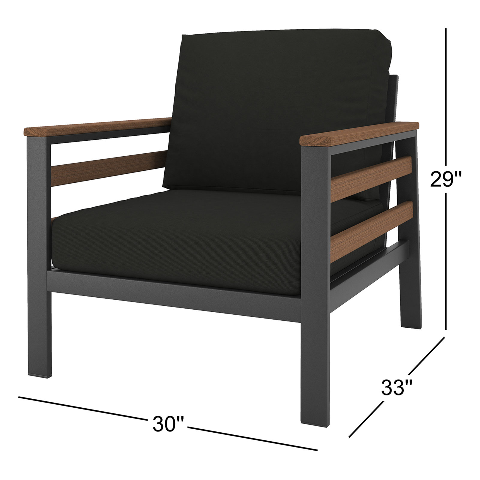 Townsend Sunbrella® Patio Lounge Chair, Canvas Black Sunbrella® Canvas, White/Dark Gray