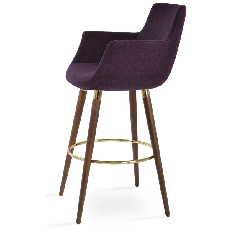 Tabouret de bar et de comptoir Bottega Ana, Noyer, Gris foncé, Tabouret de bar (siège d'une hauteur de 29 po)