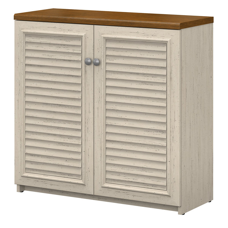 Armoire de rangement à 3 tablettes Waelder, Blanc antique