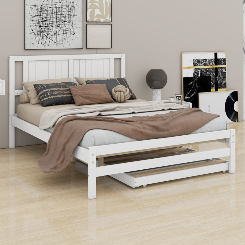 Platform Bed With Adjustable Trundle