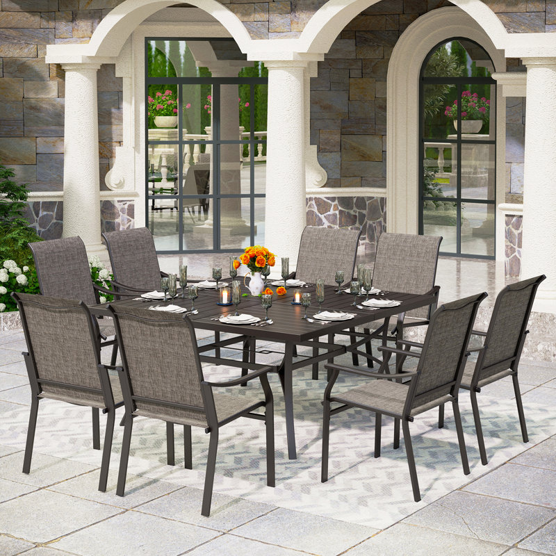 Basima 8 - Person Patio Dining Set with Rectangular Table