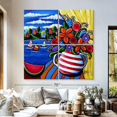Harnek Summer Flowers Watermelon and Sailboats