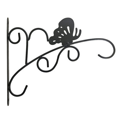 Support suspendu à volutes de 11 pouces avec accents papillon pour plantes, lanternes, carillons de vent et articles de décoration Gardenys