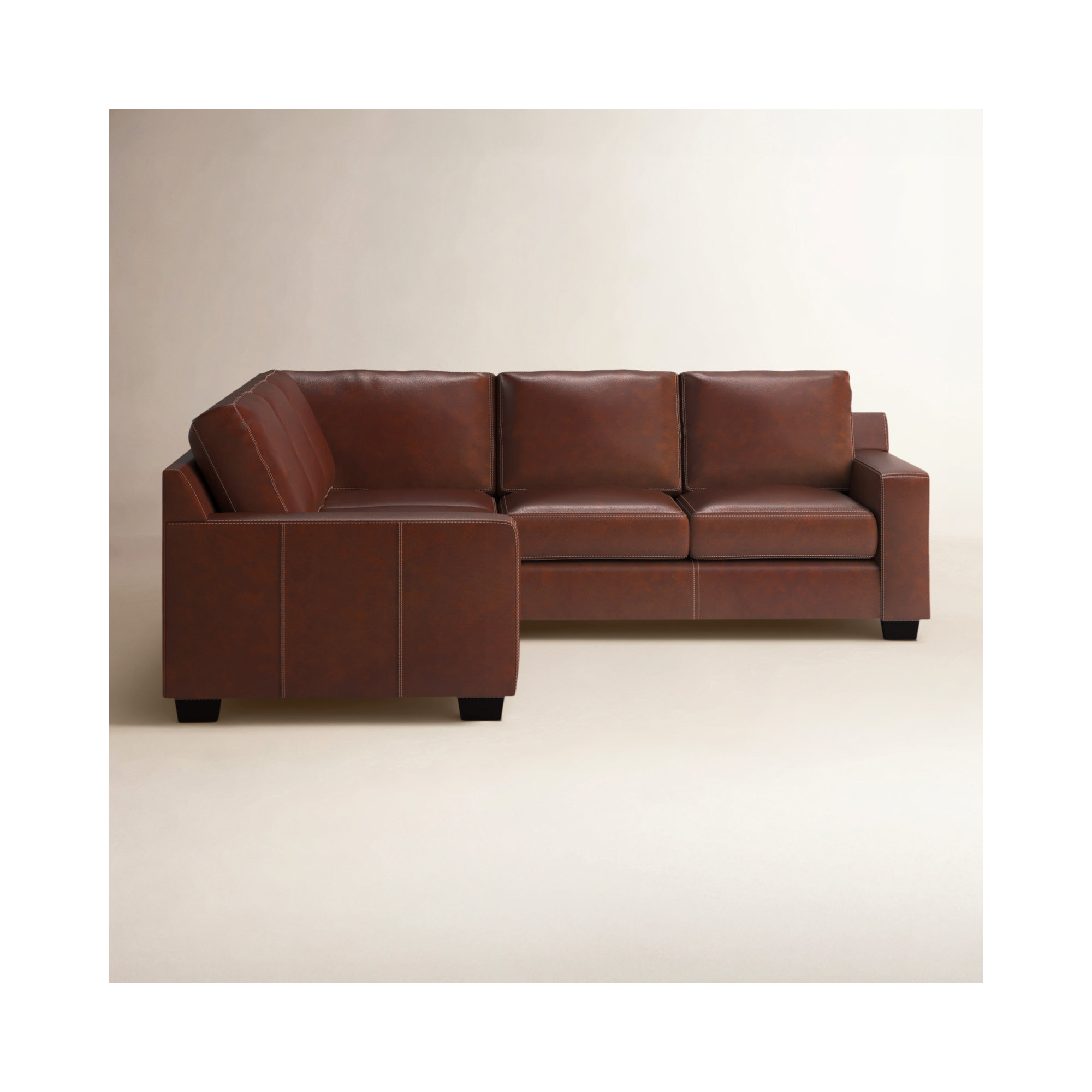 Delores 2 - Piece Upholstered Sectional, Sidekick Cobble Stone Genuine Leather