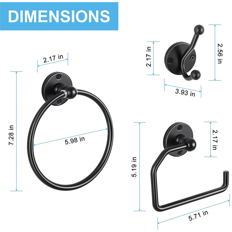 Bathroom Hardware Set, Black
