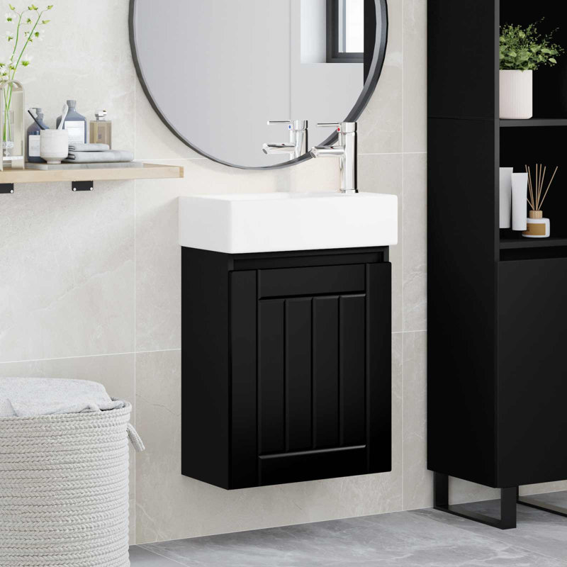 Single Bathroom Vanity with Ceramic Basin, Black