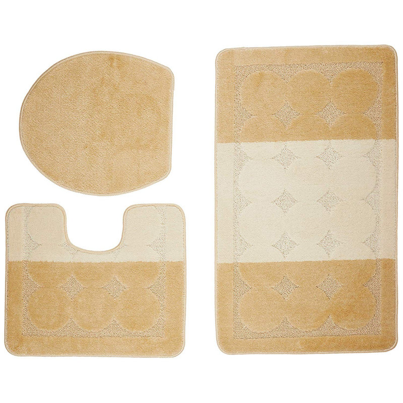 Ensemble de tapis de bain 3 pièces Occil, Beige / brun clair