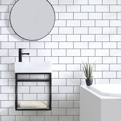 19" Wall-Mounted Single Bathroom Vanity Set