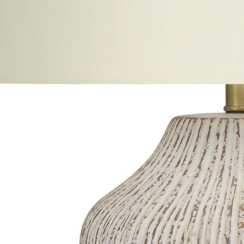 H 26 po, lampe de table, céramique crème, abat-jour ivoire / crème, style transitionnel avec forme de vase, lampe de table