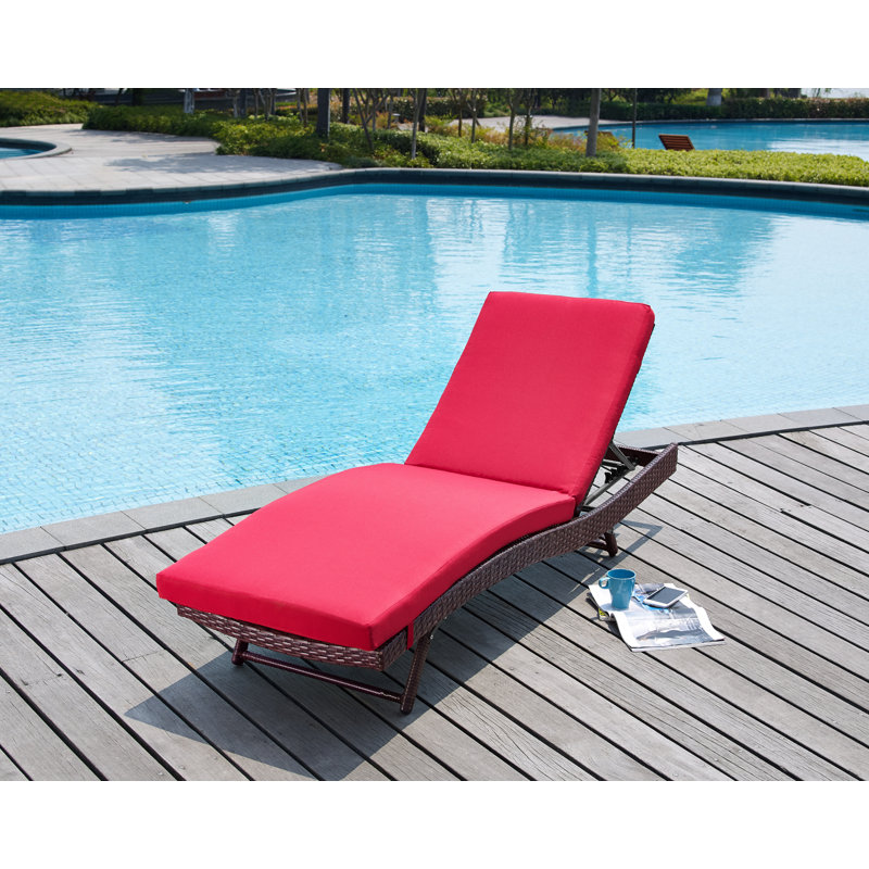 Chaise longue inclinable avec coussin Prudence, rouge
