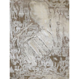 Hand Knotted Abstract Area Rug in Ivory/Camel