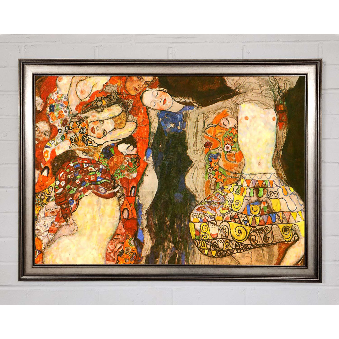 Klimt schmückt die Braut mit Schleier und Kranz Gerahmter Druck