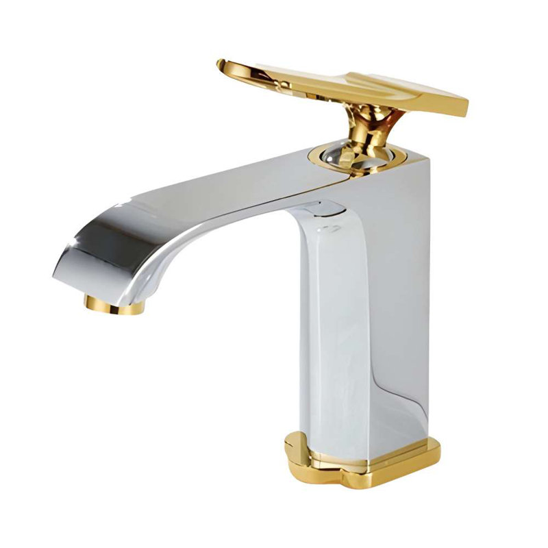 Robinet de lavabo pour salle de bain BathSelect Naples avec finition chromée et dorée